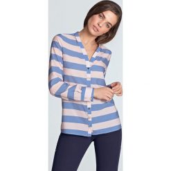 Bluzka koszulowa w paski. Bluzki damskie e-margeritka.pl, xl, w paski, z poliesteru, eleganckie, z klasycznym kołnierzykiem, bez rękawów. Za 128,99 zł.