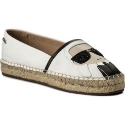 Espadryle KARL LAGERFELD - KL80111 White Lthr/Textile. Białe espadryle damskie KARL LAGERFELD, bez wzorów, ze skóry ekologicznej, bez obcasa, na płaskiej podeszwie. W wyprzedaży za 399,00 zł.