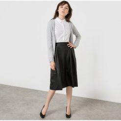 Długi rozpinany sweter z kaszmiru. Szare kardigany damskie marki La Redoute Collections, z bawełny. Za 333,90 zł.