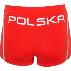 Spodenki startowe damskie PZLA SKDD990 - czerwony. Czerwone szorty damskie marki 4f, z napisami, z materiału. Za 179,99 zł.