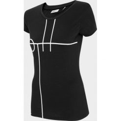 T-shirt damski TSD606 - głęboka czerń - Outhorn. Pomarańczowe koszulki damskie Outhorn, bez wzorów, bez kołnierzyka. W wyprzedaży za 29,99 zł.