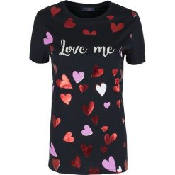 T-shirt Trussardi Jeans. Niebieskie koszulki damskie Trussardi Jeans, na co dzień, bez wzorów, z jeansu, z włoskim kołnierzykiem, bez rękawów. Za 119,00 zł.
