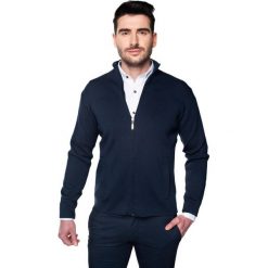 Kardigany męskie: sweter merle stójka granatowy