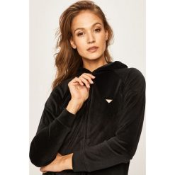 Emporio Armani - Bluza. Czarne bluzy damskie Emporio Armani, s, bez wzorów, z elastanu, bez rękawów, z kapturem. Za 449,90 zł.