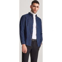 Jeansowa koszula regular fit - Granatowy. Niebieskie koszule męskie Reserved, s, z jeansu. Za 89,99 zł.