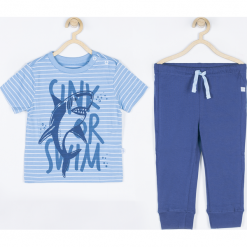 Piżama. Niebieskie bielizna chłopięca PYJAMAS, bez wzorów, z bawełny, z długim rękawem. Za 55,90 zł.
