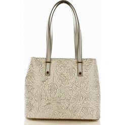 Shopper bag damskie: Dwukomorowa torebka na ramię ze skóry naturalnej Genesis biała