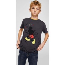 Mango Kids - T-shirt dziecięcy Mickey Mouse 116-164 cm. Szare t-shirty chłopięce marki Mango Kids, z nadrukiem, z bawełny, z okrągłym kołnierzem. Za 59,90 zł.