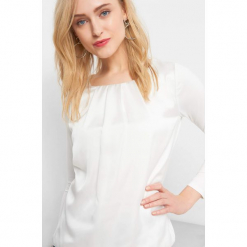 Bombkowa koszulka z zakładkami. Czarne t-shirty damskie Orsay, xs, z elastanu, z okrągłym kołnierzem, z długim rękawem. Za 69,99 zł.