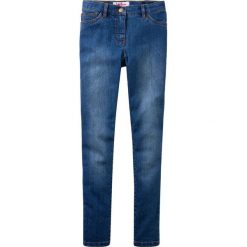 Dżinsy SKINNY ze stretchem bonprix niebieski "stone”. Niebieskie spodnie dziewczęce marki bonprix, bez wzorów, z jeansu. Za 49,99 zł.