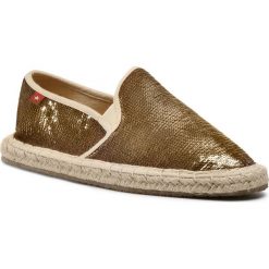 Espadryle BIG STAR - DD274A161 Gold. Żółte espadryle damskie BIG STAR, bez wzorów, z tworzywa sztucznego, retro, bez obcasa, na płaskiej podeszwie, bez zapięcia. W wyprzedaży za 79,00 zł.