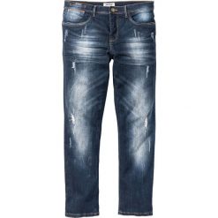 Dżinsy ze stretchem Slim Fit Straight bonprix niebieski "stone" (dirty overdyed). Niebieskie jeansy męskie bonprix, m, bez wzorów. Za 109,99 zł.