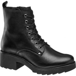 Botki damskie 5th Avenue czarne. Czarne botki damskie na obcasie marki 5th Avenue, z materiału, na sznurówki. Za 259,90 zł.