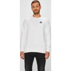 Kappa - Bluza. Białe bluzy męskie Kappa, s, z aplikacjami, z bawełny, z okrągłym kołnierzem, bez rękawów, bez kaptura. W wyprzedaży za 89,90 zł.