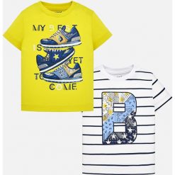 Mayoral - T-shirt dziecięcy 68-98 cm (2-pak). Żółte t-shirty chłopięce Mayoral, z nadrukiem, z bawełny, bez rękawów. W wyprzedaży za 49,90 zł.