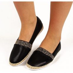 Espadryle damskie: Czarne espadryle damskie z nitami Vinceza