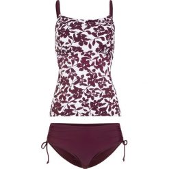Tankini (2 części) bonprix bordowo-biały wzorzysty. Czerwone stroje kąpielowe damskie marki bonprix, bez wzorów. Za 124,99 zł.