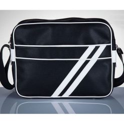Stylowa torba męska na ramię SOLIER Messenger by Solier MS02 czarno - biała - biały. Białe torby męskie skórzane Solier, eleganckie. Za 64,99 zł.