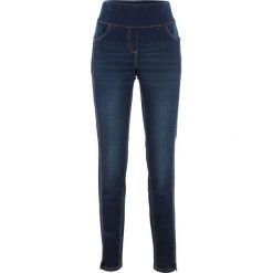 Dżinsy ze stretchem z wysoką talią i ozdobnymi szwami bonprix ciemny denim. Czarne jeansy damskie bonprix, z jeansu. Za 99,99 zł.