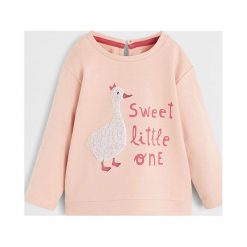 Mango Kids - Bluza dziecięca (80- 104) MIRES. Białe bluzy dziewczęce Mango Kids, z aplikacjami, z bawełny, bez rękawów, bez kaptura. Za 59,90 zł.