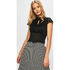 Morgan - Top. Czarne bluzki damskie Morgan, s, w koronkowe wzory, z elastanu, casualowe, z golfem. W wyprzedaży za 119,90 zł.