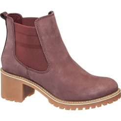Bordowe botki damskie 5th Avenue na obcasie 5th Avenue bordowe. Czerwone botki damskie 5th Avenue, ze skóry, bez obcasa, na obcasie, bez zapięcia. Za 239,90 zł.