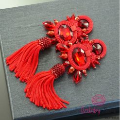 Kolczyki damskie: Kolczyki sutasz Red Funky Tassel