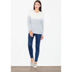 Bluzy damskie: Szara Bluza Długa Dwubarwna