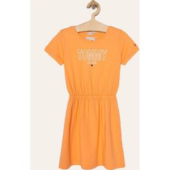Tommy Hilfiger - Sukienka dziecięca 128-176 cm. Niebieskie sukienki dziewczęce TOMMY HILFIGER, z nadrukiem, z bawełny, casualowe, z krótkim rękawem, krótkie, mini, rozkloszowane. Za 229,90 zł.