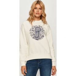 Pepe Jeans - Bluza Bianca. Białe bluzy damskie Pepe Jeans, s, z nadrukiem, z elastanu, bez rękawów, bez kaptura. Za 239,90 zł.