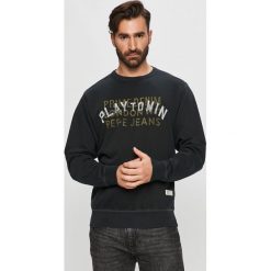 Pepe Jeans - Bluza bawełniana Rufus. Czarne bluzy męskie Pepe Jeans, s, z nadrukiem, z bawełny, z okrągłym kołnierzem, bez rękawów, bez kaptura. Za 319,90 zł.