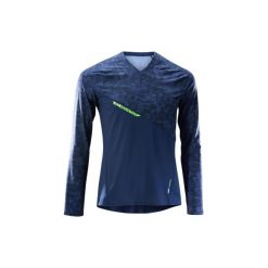 Koszulka długi rękaw na rower MTB All Mountain. Niebieskie koszulki męskie marki ROCKRIDER, xl, bez wzorów, z elastanu, bez kołnierzyka, z długim rękawem, długie. Za 79,99 zł.