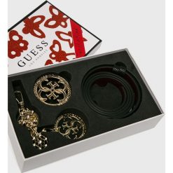 Guess Jeans - Pasek dwustronny + brelok. Czarne paski damskie Guess Jeans, w paski, z jeansu. Za 279,90 zł.
