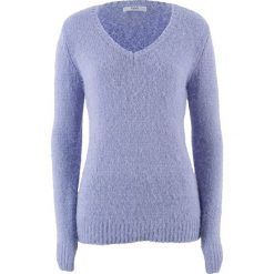 Sweter z przędzy z długim włosem, z dekoltem w serek bonprix jasny lawendowy. Szare swetry klasyczne damskie marki Reserved, l, z dekoltem w serek. Za 99,99 zł.