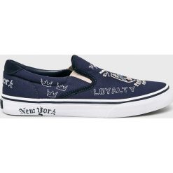 Polo Ralph Lauren - Tenisówki. Niebieskie trampki męskie Polo Ralph Lauren, bez wzorów, ze skóry, bez zapięcia. W wyprzedaży za 299,90 zł.