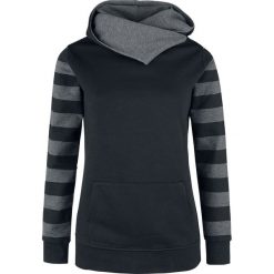 Bluzy rozpinane damskie: Nastrovje Postdam Shawl Collar Stripes Hoodie Bluza z kapturem damska czarny/odcienie szarego