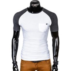 T-SHIRT MĘSKI BEZ NADRUKU S1015 - BIAŁY/GRAFITOWY. Białe t-shirty męskie z nadrukiem Ombre Clothing, m. Za 35,00 zł.