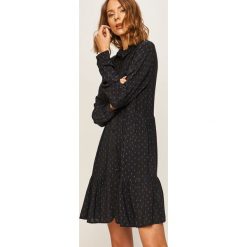 Answear - Sukienka. Niebieskie sukienki damskie ANSWEAR, na co dzień, s, w kwiaty, z bawełny, casualowe, bez kołnierzyka, z długim rękawem, długie, mini, rozkloszowane. Za 139,90 zł.