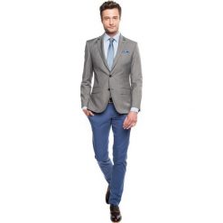 Marynarki męskie slim fit: marynarka ruffel szary slim fit