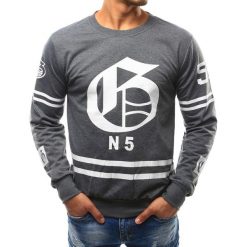 Bluzy męskie: Bluza męska z nadrukiem antracytowa (bx3345)