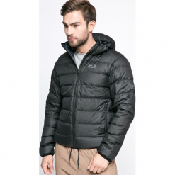 Jack Wolfskin - Kurtka puchowa. Czarne kurtki męskie bomber Jack Wolfskin, l, z materiału, z kapturem. Za 699,90 zł.