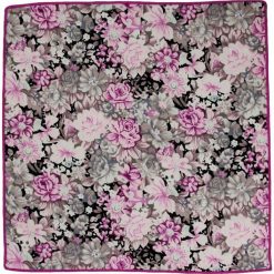 Różowo-Szara Elegancka Poszetka w Kwiaty -ALTIES- Męska, Motyw Kwiatowy POSZALTTANIA0272. Szare poszetki męskie Alties, w kwiaty, z materiału, eleganckie. Za 16,90 zł.