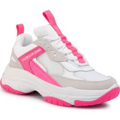 Sneakersy CALVIN KLEIN JEANS - Maya R0802 White/Pink Fluo. Białe półbuty damskie Calvin Klein Jeans, z jeansu. Za 719,00 zł.