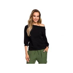 M412 Bluza z szerokim dekoltem czarna. Czarne bluzy damskie Moe, s, bez wzorów, z elastanu, bez rękawów, bez kaptura. Za 139,00 zł.
