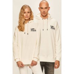 Lee - Bluza. Białe bluzy damskie Lee, s, z nadrukiem, z bawełny, bez rękawów, z kapturem. W wyprzedaży za 179,90 zł.