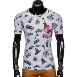 T-SHIRT MĘSKI Z NADRUKIEM S974 - SZARY. Szare t-shirty męskie z nadrukiem Ombre Clothing, m. Za 19,99 zł.