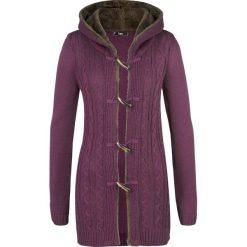 Sweter rozpinany z guzikami kołkami bonprix czarny bez. Fioletowe swetry damskie bonprix, bez wzorów, bez rękawów, bez kaptura. Za 149,99 zł.