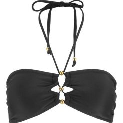 Biustonosz bikini bandeau bonprix czarny. Czarne stroje kąpielowe damskie bonprix, z haftami. Za 42,99 zł.