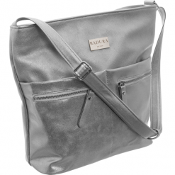 Torebka damska shopper bag A4 Badura D048SR srebrna - srebrny. Szare torby damskie na zakupy Badura, w paski, ze skóry ekologicznej, klasyczne, bez dodatków. Za 269,99 zł.