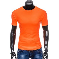 T-SHIRT MĘSKI BEZ NADRUKU S883 - POMARAŃCZOWY. Pomarańczowe t-shirty męskie marki Ombre Clothing, s, z nadrukiem. Za 19,99 zł.